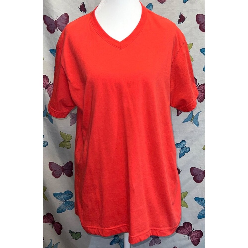 Foot Locker Athletic Fit Red V-Neck T-Shirt Large Cotton & Polyester Blend
